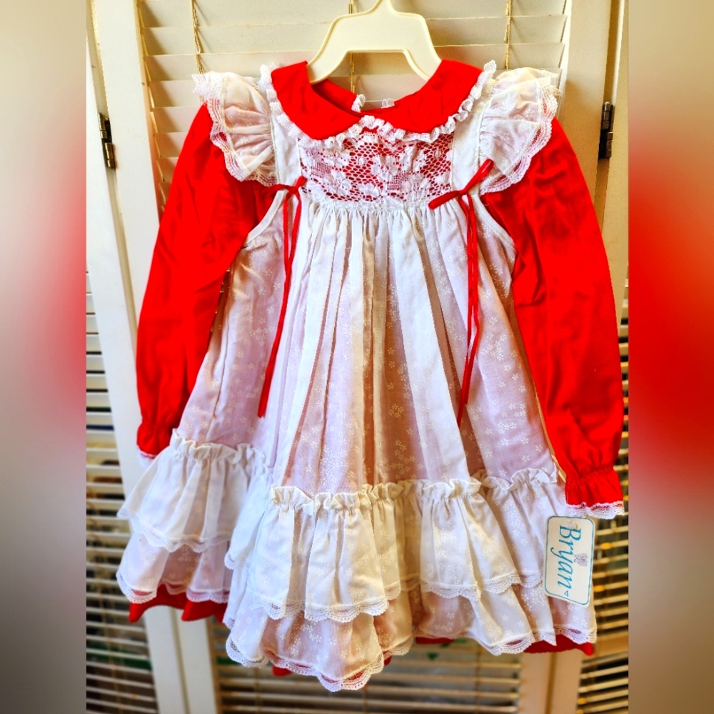 Vintage Bryan Red & White Pinafore Dress